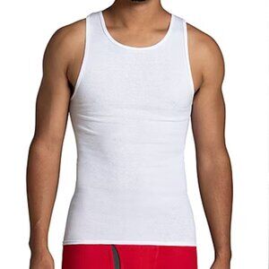 Fruit of the Loom Premium Cotton Mens Round Neck Sleeveless White Tank Top